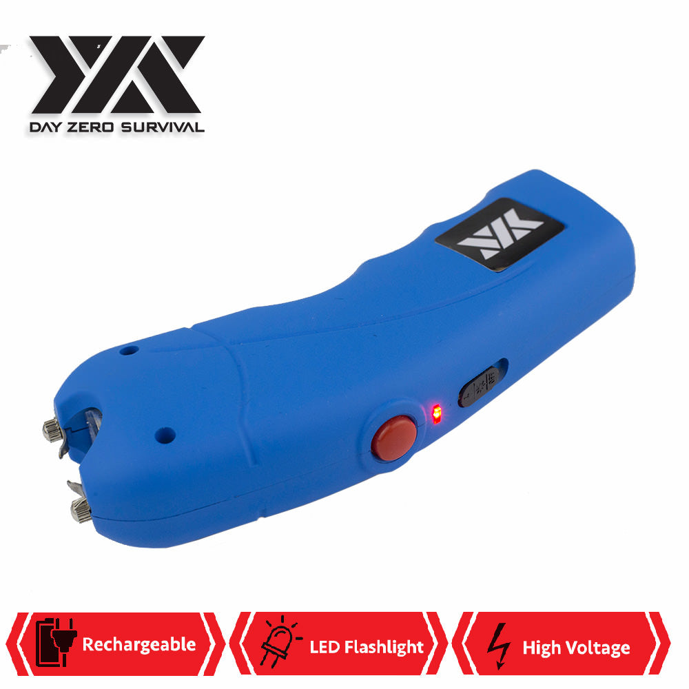 Blue DZS Rechargeable Self Defense Stun Gun With Holster - Tophatter's Army Products & Self Defense Collectible Weapons - Tophatter Daily Deals